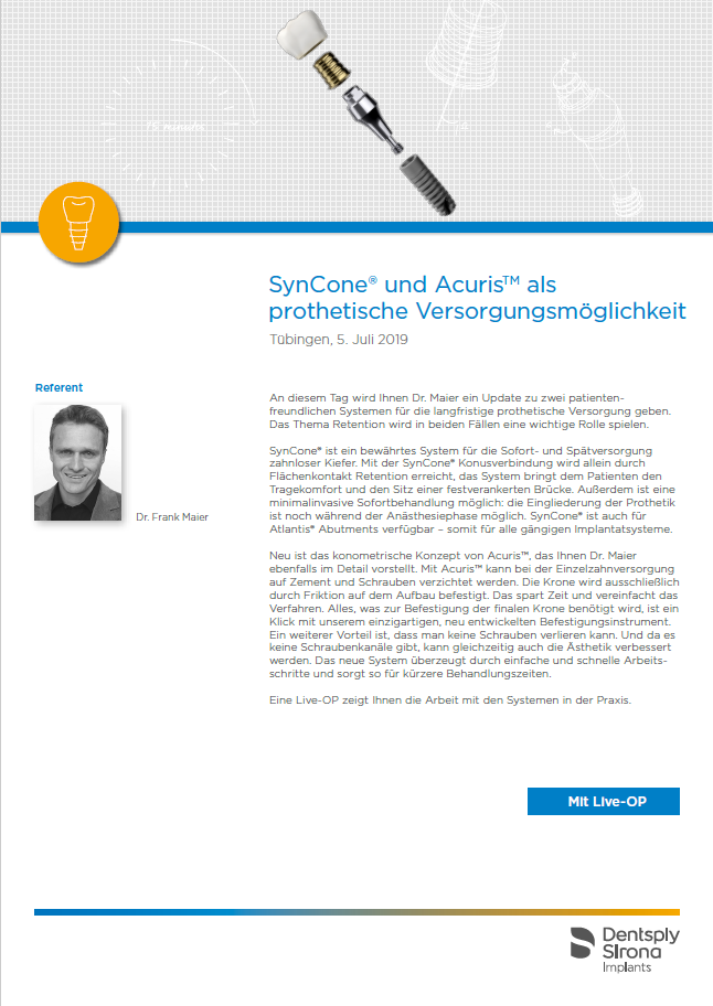 Zahngesundheit im Loretto Tübingen - SynCone und Acuris