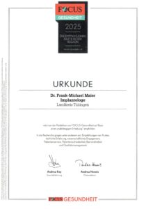 Fokus Urkunde Implantologie – Dr. Frank Maier